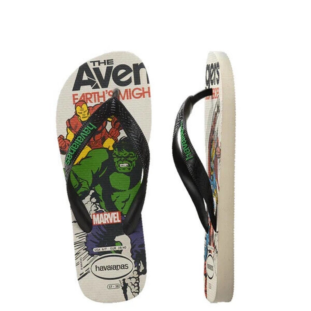 New! Havaianas Kids Marvel Avengers Thong Sandals Slipper Size 3Y Beige
